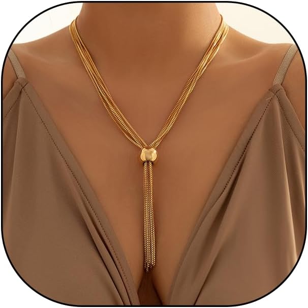 Sivara Gold Geometric Multi-Layer Y-Shape Necklace