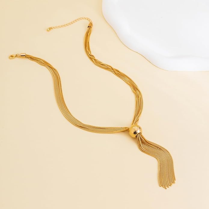 Sivara Gold Geometric Multi-Layer Y-Shape Necklace