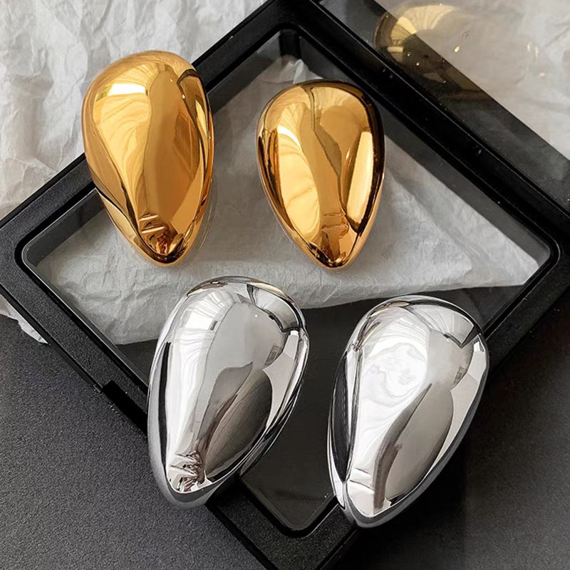 Sivara Fashion Glossy Drop Earrings – Silver & Gold