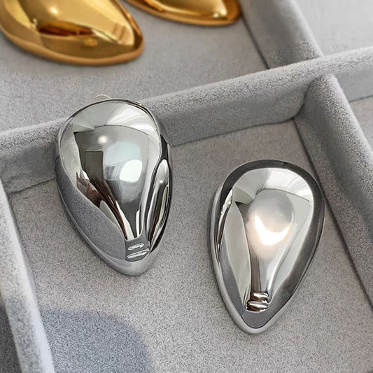 Sivara Fashion Glossy Drop Earrings – Silver & Gold