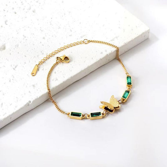 Sivara Gold Butterfly Bracelet – Titanium Steel with Square Diamonds