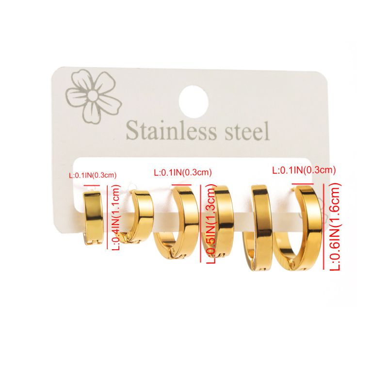 Sivara Thick Gold Circle Stainless Steel Earrings Set