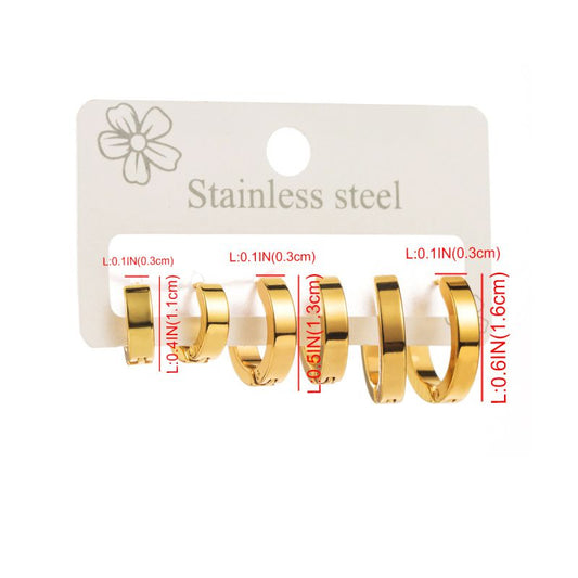 Sivara Thick Gold Circle Stainless Steel Earrings Set