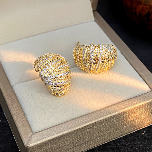 Sivara Gold Geometric Diamond Copper Earrings