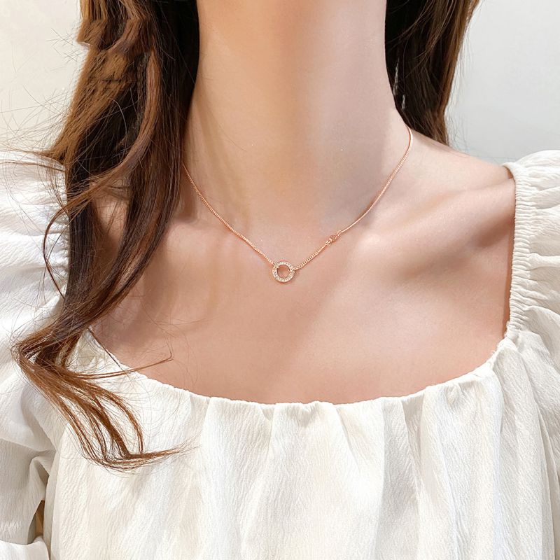 Sivara Diamond Hoop Necklace – Rose Gold & Platinum Silver