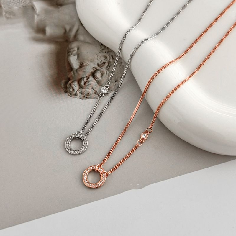 Sivara Diamond Hoop Necklace – Rose Gold & Platinum Silver