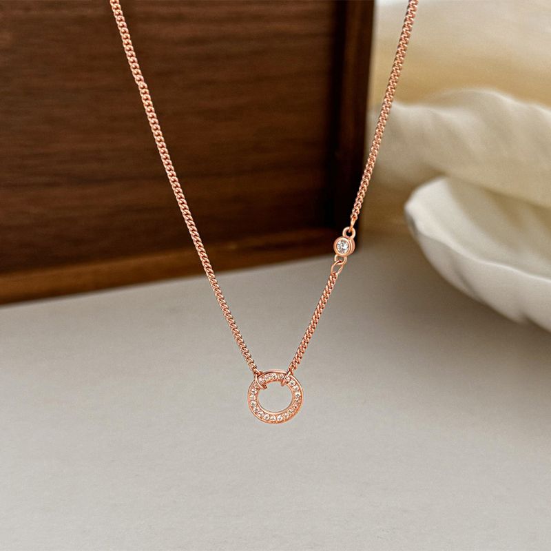 Sivara Diamond Hoop Necklace – Rose Gold & Platinum Silver