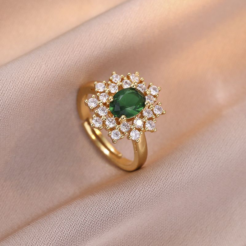 Sivara Gold Metal Diamond Flower Ring