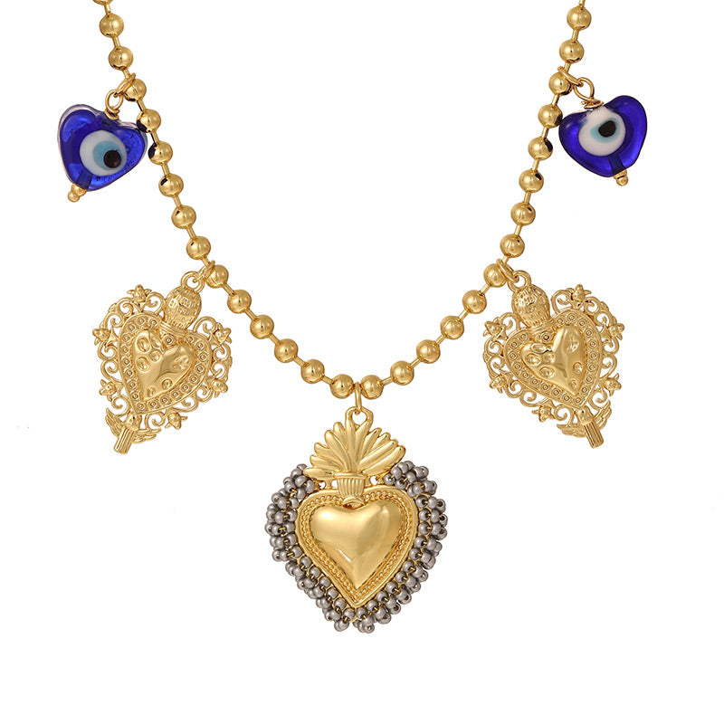 Sivara Silver Rice Bead Heart Necklace – Copper & Beads