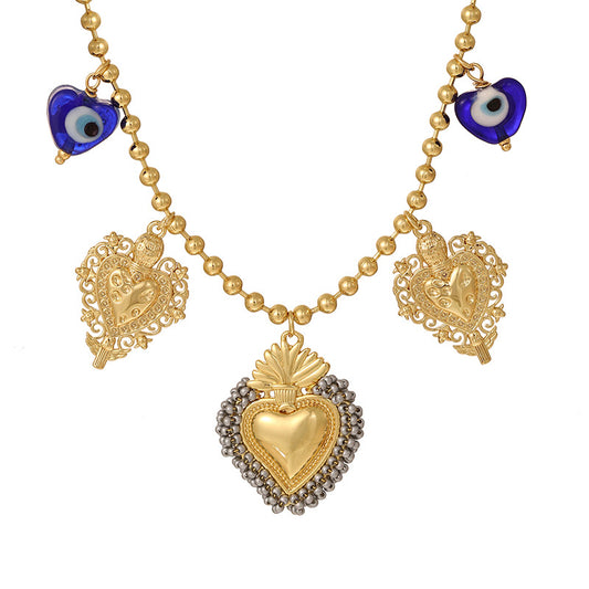 Sivara Silver Rice Bead Heart Necklace – Copper & Beads