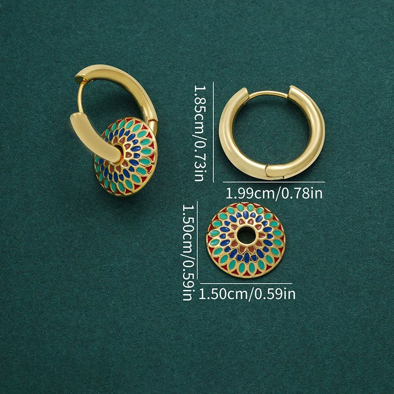 Sivara Gold Stainless Steel Printed Round Necklace & Earring Set