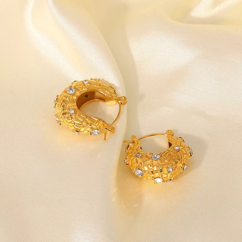 Sivara Gold Titanium Steel Oval Earrings with Diamonds
