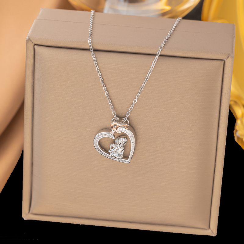 Sivara Mother’s Day Diamond Heart Necklace – Titanium Steel