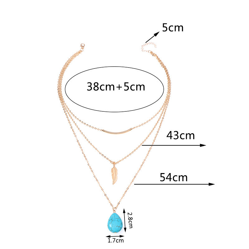 Sivara Feather & Turquoise Multi-Layer Necklace