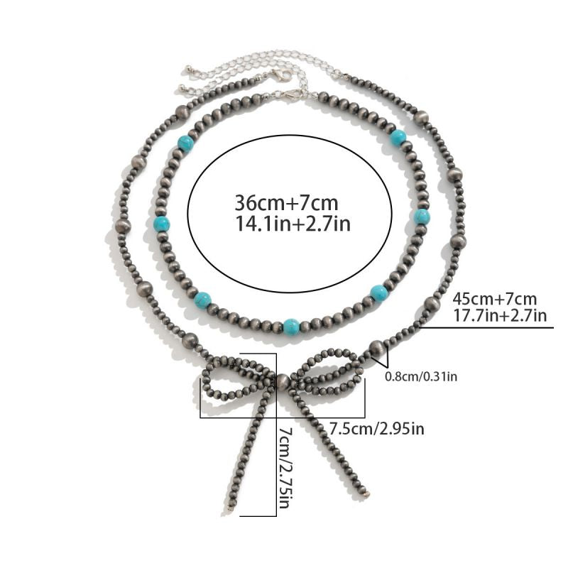 Sivara Geometric Beaded Bow Layered Necklace