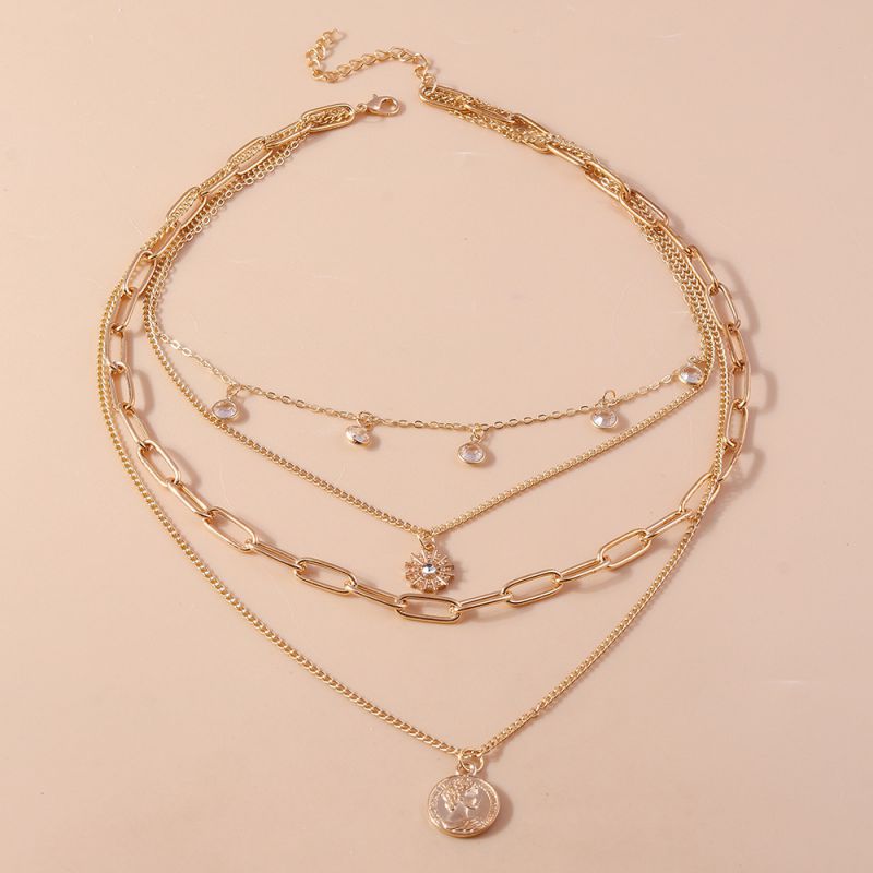 Sivara Rhinestone Sun Set Multi-Layer Necklace