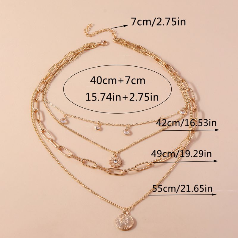 Sivara Rhinestone Sun Set Multi-Layer Necklace