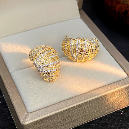 Sivara Gold Geometric Diamond Copper Earrings