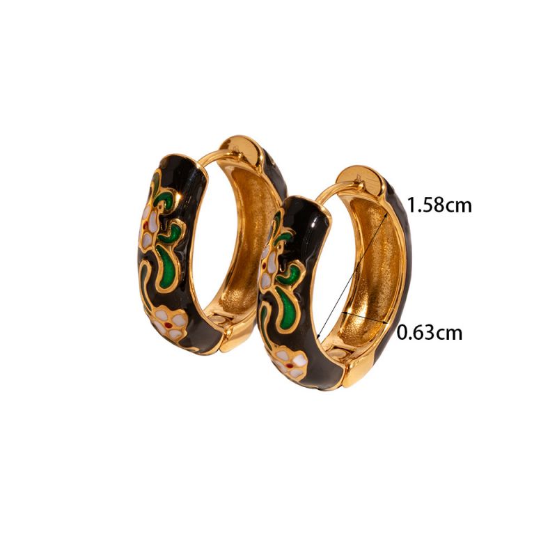 Sivara Gold Stainless Steel Printed Round Earrings