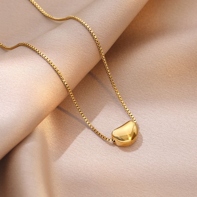 Sivara Gold Titanium Steel Geometric Bean Necklace