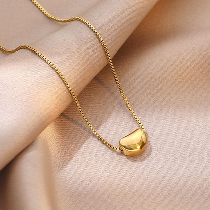 Sivara Gold Titanium Steel Geometric Bean Necklace