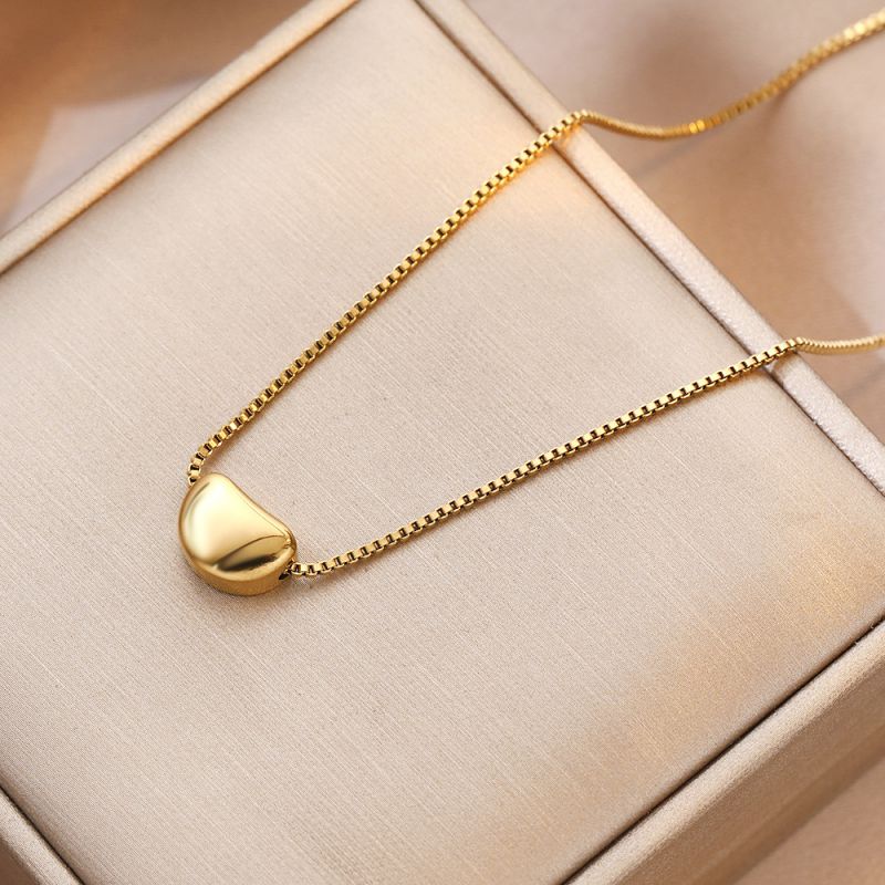 Sivara Gold Titanium Steel Geometric Bean Necklace