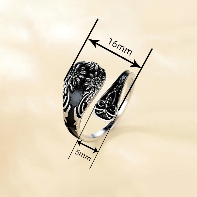 Sivara Silver Copper Flower Round Ring