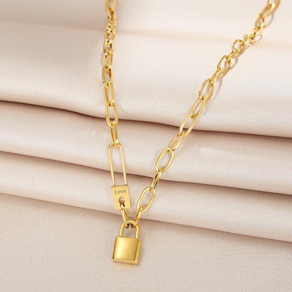 Sivara Gold Titanium Steel Lock Necklace