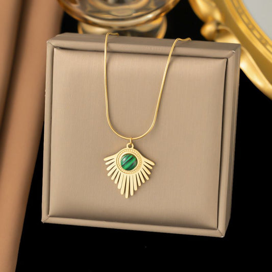 Sivara Gold Titanium Steel Fan Necklace
