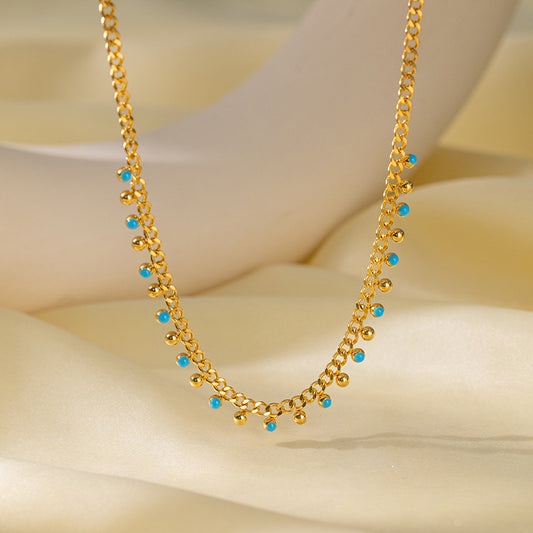 Sivara Titanium Steel Oil Drop Round Bead Bracelet