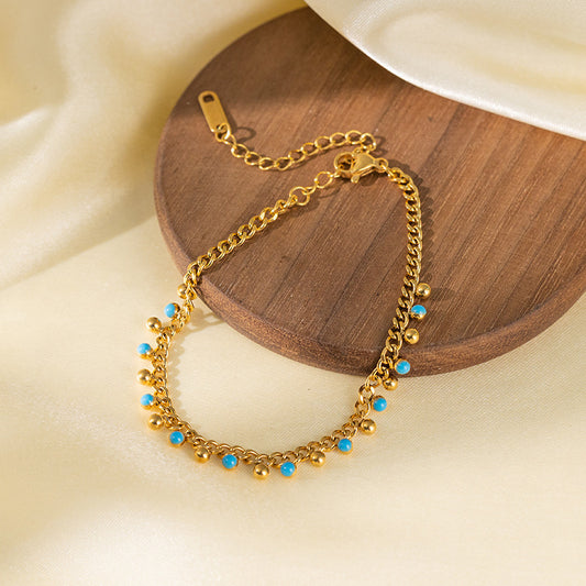 Sivara Titanium Steel Oil Drop Round Bead Bracelet
