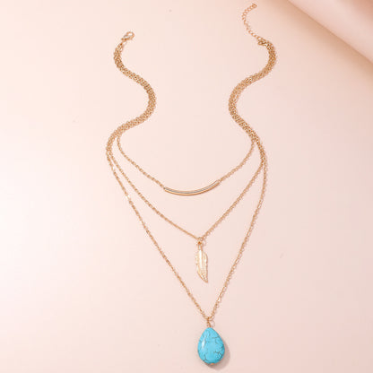 Sivara Feather & Turquoise Multi-Layer Necklace