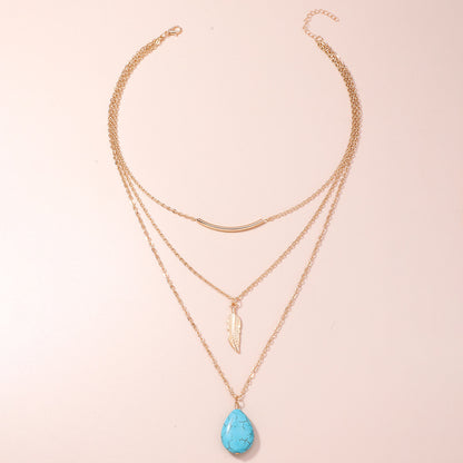 Sivara Feather & Turquoise Multi-Layer Necklace