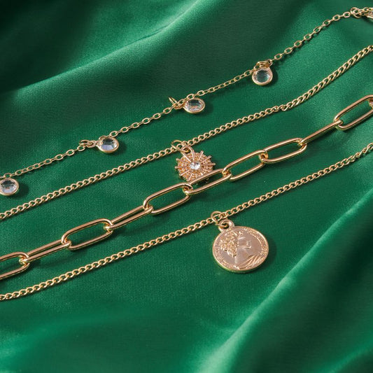 Sivara Rhinestone Sun Set Multi-Layer Necklace