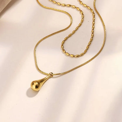 Sivara Gold-Plated Minimalistic Teardrop Layered Necklace