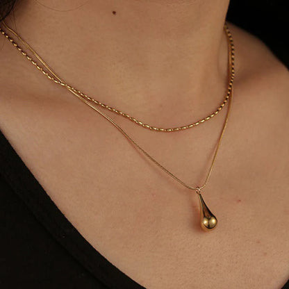 Sivara Gold-Plated Minimalistic Teardrop Layered Necklace