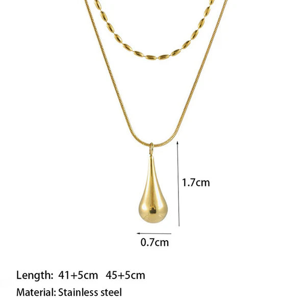Sivara Gold-Plated Minimalistic Teardrop Layered Necklace