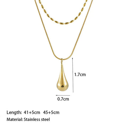 Sivara Gold-Plated Minimalistic Teardrop Layered Necklace