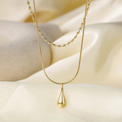 Sivara Gold-Plated Minimalistic Teardrop Layered Necklace