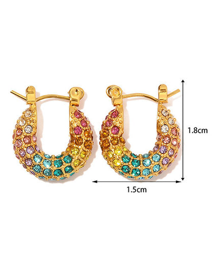 Sivara Fashion U-Shaped Diamond Earrings – Titanium Steel