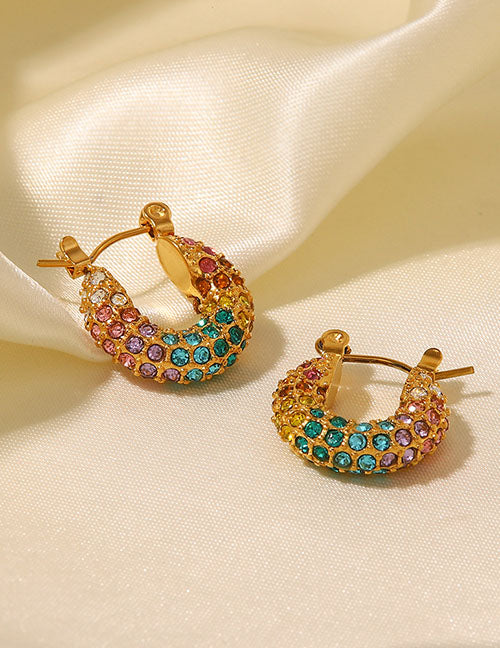 Sivara Fashion U-Shaped Diamond Earrings – Titanium Steel