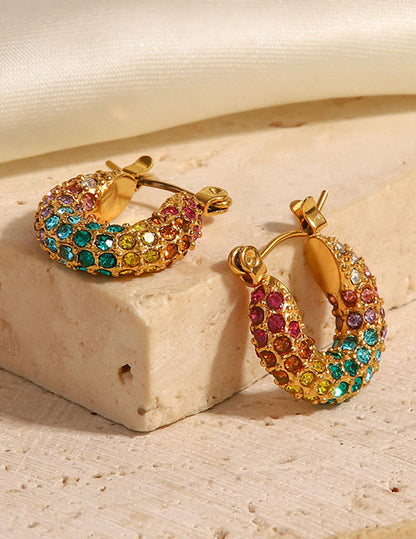 Sivara Fashion U-Shaped Diamond Earrings – Titanium Steel